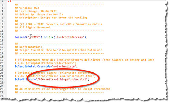 Domainpfad für 404-Seite im PHP-Skript eintragen Domainpfad für 404-Seite im PHP-Skript eintragen